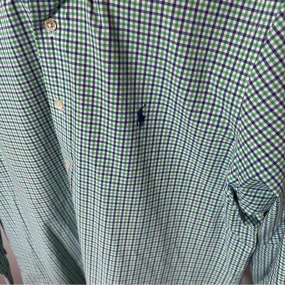 Ralph Lauren Men's Green and Blue Plaid Shirt - Picture 4 of 6